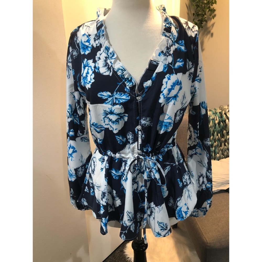 Floral print peplum blouse